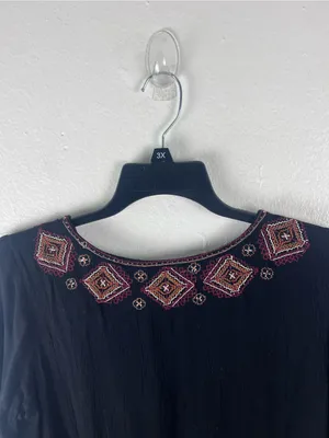 IDYLLWIND Hurst Black Embroidered Mini Dress Size Medium Western Festival Chic thumbnail 5