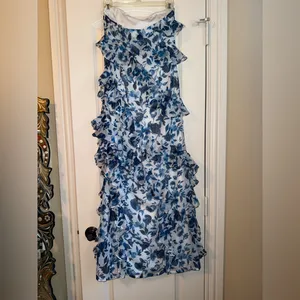 BHLDN Jia Bias-Cut Ruffled Printed V-Neck Gown size‎ 4 thumbnail 5