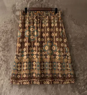 Lapis Geometric Pattern Midi Skirt Women’s Size L Brown and Teal thumbnail 1