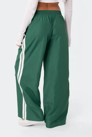 Edikted Green Nylon Track Pants thumbnail 4