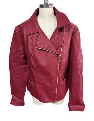 a.n.a Jacket Moto Faux Leather Women's XL Red Edgy 90s Streetwear Y2K Biker thumbnail 1