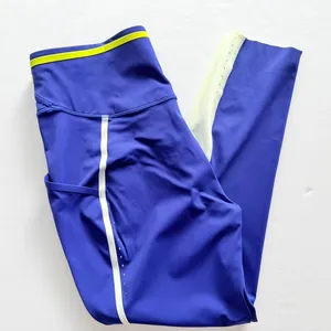 Lululemon Seawheeze SE Bonded Tight 25" Symphony Blue Yellow Size 12 thumbnail 1