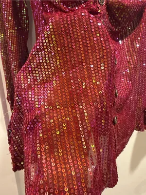 Free‎ People Magenta Sequin Long Sleeve Button Down Shirtee Top Size Small thumbnail 11