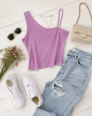 Free People Purple Tank Top Ribbed thumbnail 2