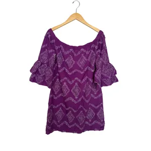 Boston Proper Metallic Lace Detail Off The Shoulder Shift Dress Women’s M Purple thumbnail 5