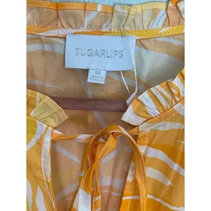 Sugarlips Floral Ruffle Mini Dress Yellow Size M Cotton thumbnail 6