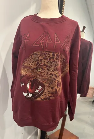 Burgundy Def Leppard Graphic Sweatshirt thumbnail 1