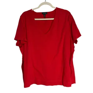 LRL Ralph Lauren‎ Jeans Co Red V Neck Short Sleeve T Shirt Top Plus Size 3X thumbnail 10