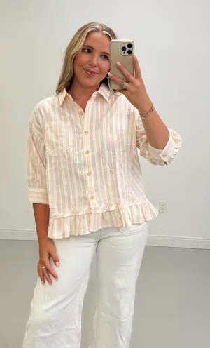 BOUTIQUE BUTTON UP SHIRT Pink Size M thumbnail 1