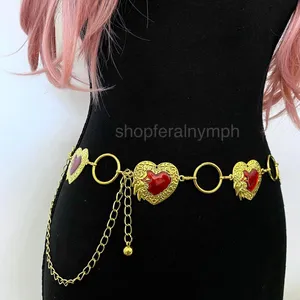 Gold Y2K Red Heart Open Ring Waist Chain Belt, Fits 25.5-45 Inches, X7GA1295 thumbnail 4