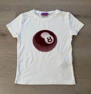 Edikted White Tee with Maroon 8-Ball Graphic thumbnail 1