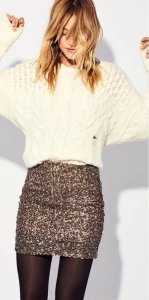 Free People Lined Gold Sequin Zip Up Mini Skirt thumbnail 1
