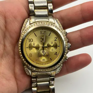 Women's Two Tone Gold Silver Crystal Bezel Chronograph Dial Watch Working thumbnail 7