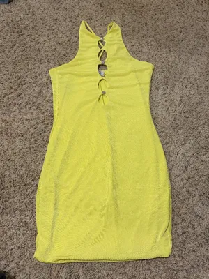 Oh Polly Cut Out Bodycon Mini Dress in Lime thumbnail 3