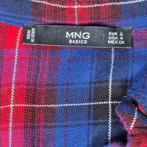Mango MNG Basics Womens Annie Red Blue Plaid Long Sleeve Button‎ Up Shirt Size 4 thumbnail 3