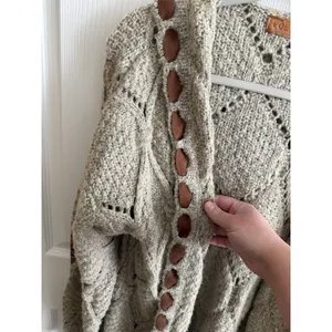 POL Cardigan Sweater Womens M Oatmeal Boho Cottagecore Open Cozy Coastal thumbnail 3