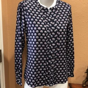 Skies are blue elephant button down blouse thumbnail 3