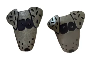 Artisan Sterling‎ Silver Dog Face Stud Earrings Dalmatian Puppy Spotted Animal thumbnail 1