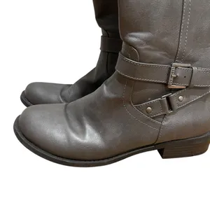 G By Guess Riding Boots Gray Women Size 9 Tall Knee High Buckle Strap Zip Boots thumbnail 2