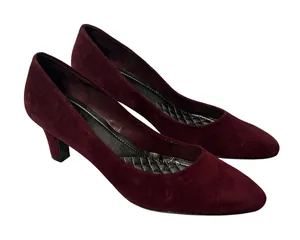 Easy Spirit Esquota Burgundy Suede Kitten Heel Round Toe Pumps Womens 8.5 M‎ thumbnail 1
