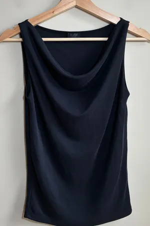 John Galt Cowl Neck Tank Top One Size Black Women Draped Cotton Blend thumbnail 1