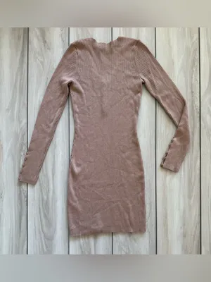 Abercrombie & Fitch Henley Ribbed Button Cuff Sweater Dress Tan Small NWT thumbnail 8