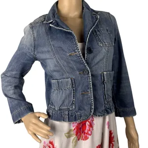 Abercrombie & Fitch Size Small‎ Blue Denim Jacket 3/4 Sleeves Button Up thumbnail 1