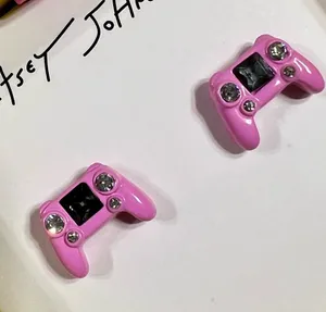 BETSEY JOHNSON Pink Game Controller Stud Earrings Gamer Girl Rhinestone Gift Box thumbnail 1
