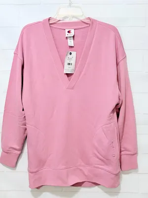 Champion Gameday Deep V Tunic French Terry Pullover Cosmic Pink Size XS NWT thumbnail 3