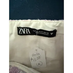 Zara Pink Purple Plaid Tweed Bustier Strapless Crop Top Underwire Size M thumbnail 2