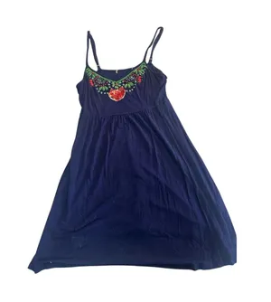 Y2K summer deep purple Dress with Floral Embroidery thumbnail 1