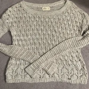 Hollister crochet knit sweater cream long sleeve size small thumbnail 3