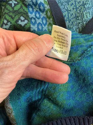 Coldwater Creek USA Mixed Pattern Cardigan Blue Green Rayon Knit Boho Sweater thumbnail 4