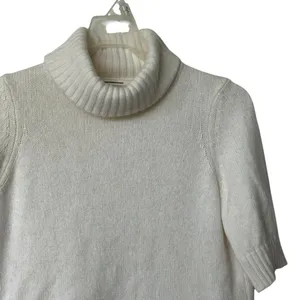 Anthropologie wool blend Cream turtleneck Sweater S Italy made thumbnail 11
