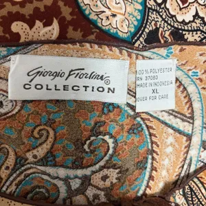 Giorgio Fiorlini Collection Tunic XL Brown Paisley Keyhole Lettuce Edge Boho thumbnail 7