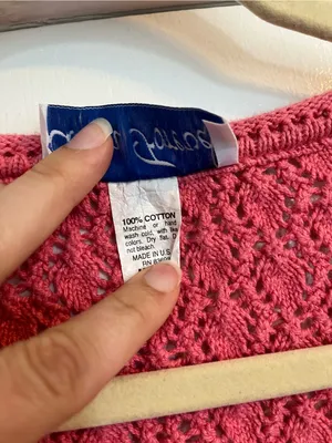 Vintage Pink Knit Button front Cardigan cotton women’s size medium chunky thumbnail 2