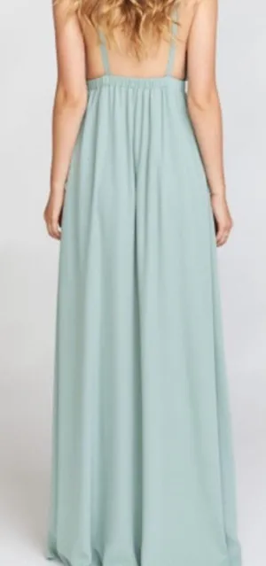 Show Me Your Mumu SMYM Amanda halter maxi dress in Silver Sage Green NEW SMALL thumbnail 2