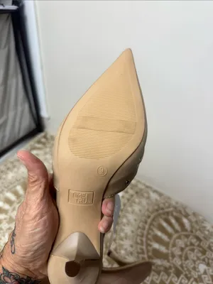 Time and Tru Pointed Mule Slides in Taupe with Silver Eyelet Accents thumbnail 5