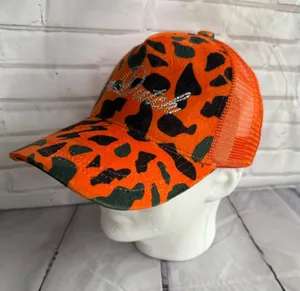 Von Dutch Orange & Green Camo Trucker Hat with Rhinestone Logo thumbnail 1