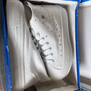 Women’s Soda platform High top sneaker white w silver star and round stud size 8 thumbnail 9