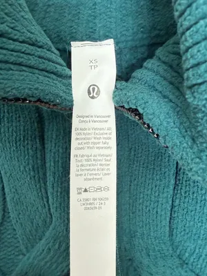 LULULEMON Cable Knit Half-Zip Sweater Pullover Teal Green Size XS thumbnail 7
