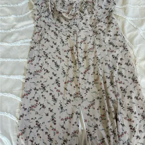 Nasty Gal Cream and Pink Midi Dress with Floral Print thumbnail 5