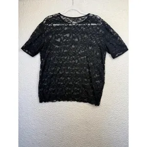 Victoria's Secret Shirt‎ Womens Medium Black Lace Sheer Whimsygoth Dark Fairy thumbnail 2