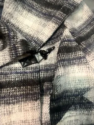 Sam Edelman Women's Black & White Plaid Wool Blend Wrap Coat Size M LS54507H thumbnail 4