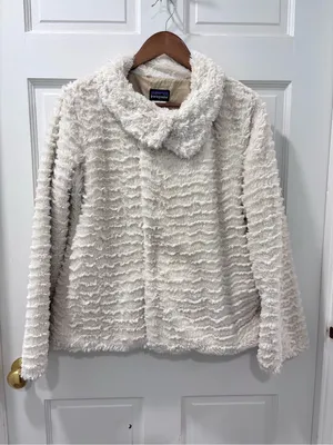 Patagonia Women’s Pelage Fleece Jacket Size Medium Off White Sherpa Snap Front thumbnail 7
