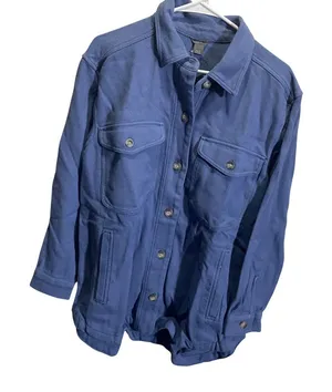 Eddie‎ Bauer Womens Blanket Shirt Jacket Blue Large thumbnail 1