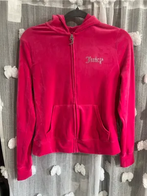 Juicy Couture Bright Pink Velour Zip-Up Hoodie thumbnail 1