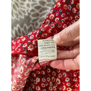 SheIn Red‎ Ditsy Floral Maxi Skirt XS Side Slit High Rise Cottagecore Boho Chic Garden thumbnail 8