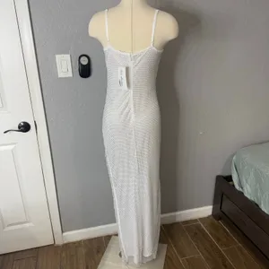 12th Tribe Ezmerelda White Rhinestone Fringe Dress, L thumbnail 2