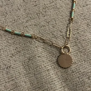 Boutique palmetto moon new necklace green chain gold w earring set thumbnail 2
